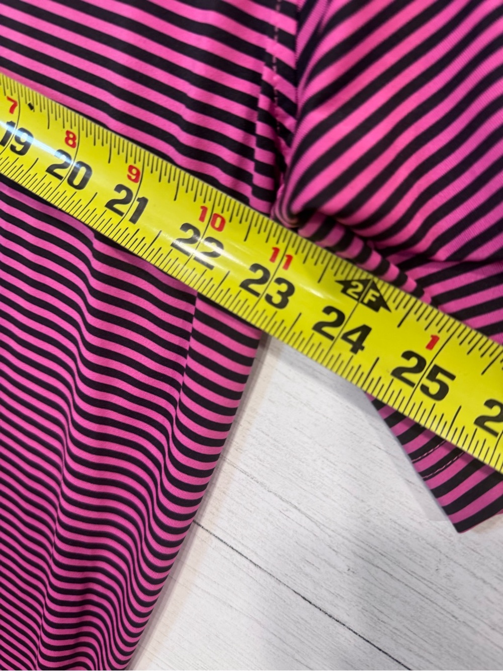 FootJoy FJ Men’s Medium Pink Black Striped Performance Golf Polo Stretch Shirt - Picture 7 of 12